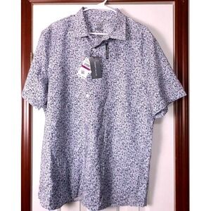 Perry Ellis Men's Short Sleeve Button Up Shirt Floral Print XXL Slim Fit